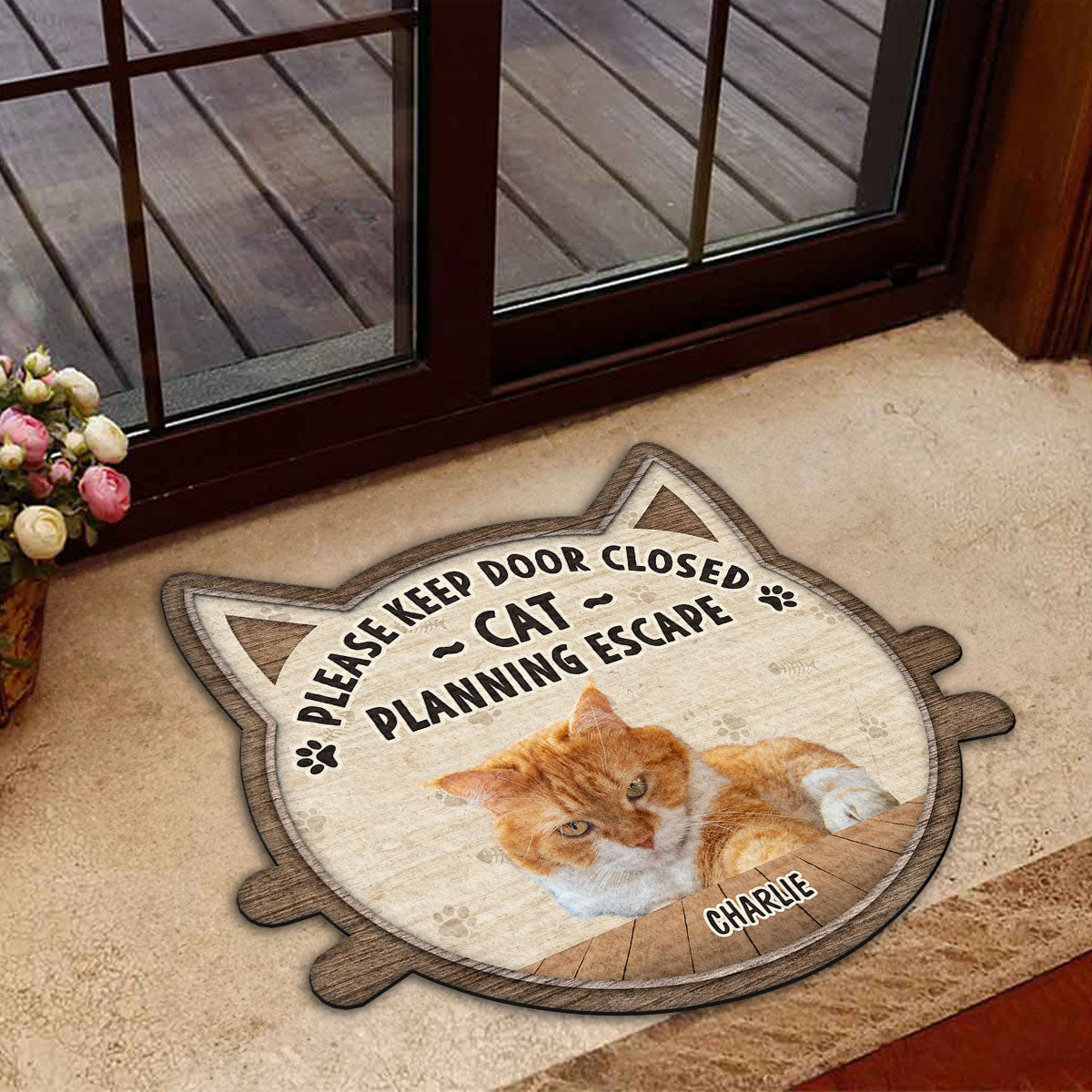 Personalized Custom Cats Planning Escape Photo Doormat - Ideal for Pet Lovers