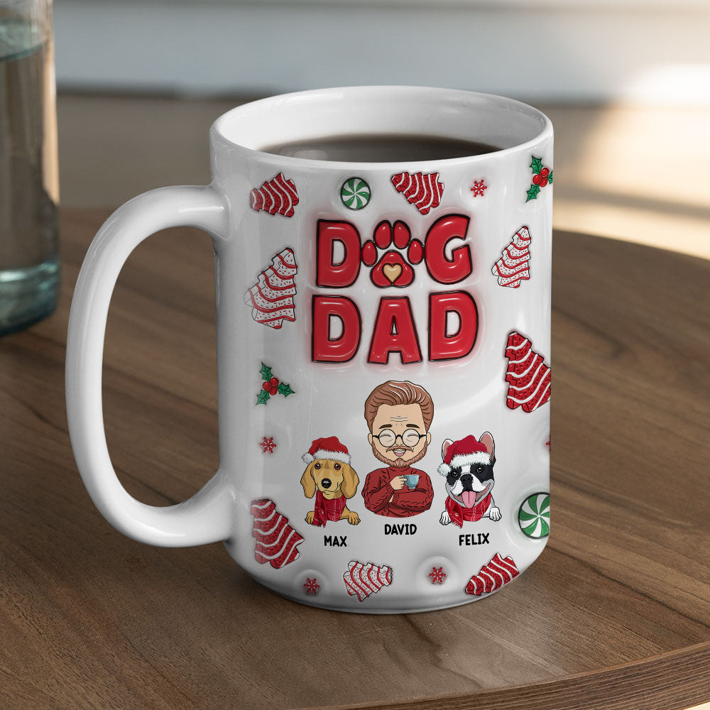 Dog Dad Christmas Cake Personalized Custom 3D Inflated Effect 11oz Ceramic Mug