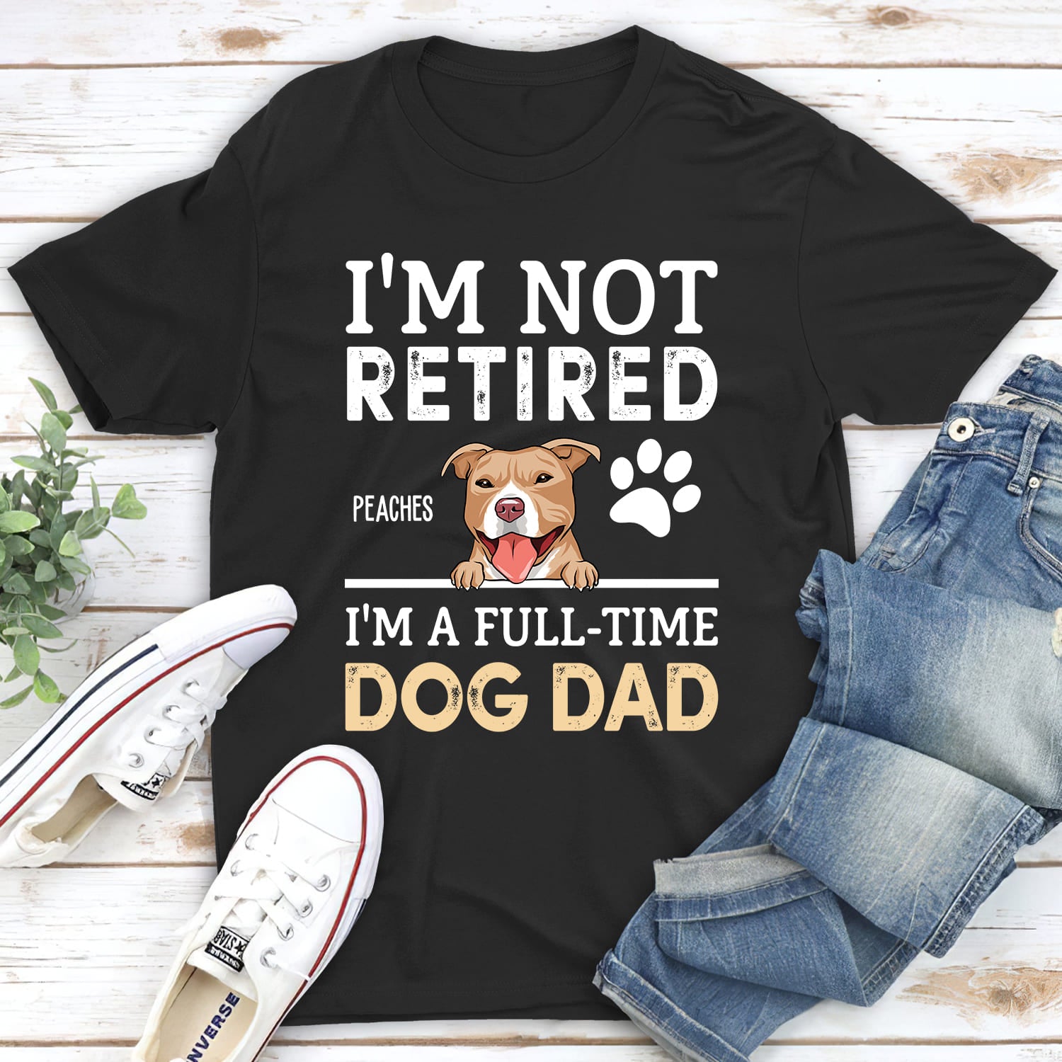 A Full-time Dog Dad - Personalized Custom Unisex Heavy Cotton 5.3 oz T-shirt