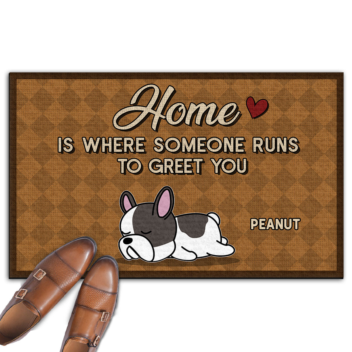 Home Is Where Someone Runs - Personalized Custom Pet Lover Doormat with Cat or Dog Picture