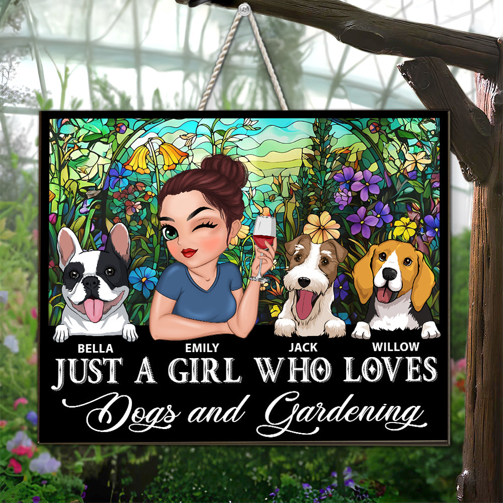I Love Dogs And Gardening - Personalized Custom Wood Sign in Various Sizes (12 in, 14 in, 18 in)