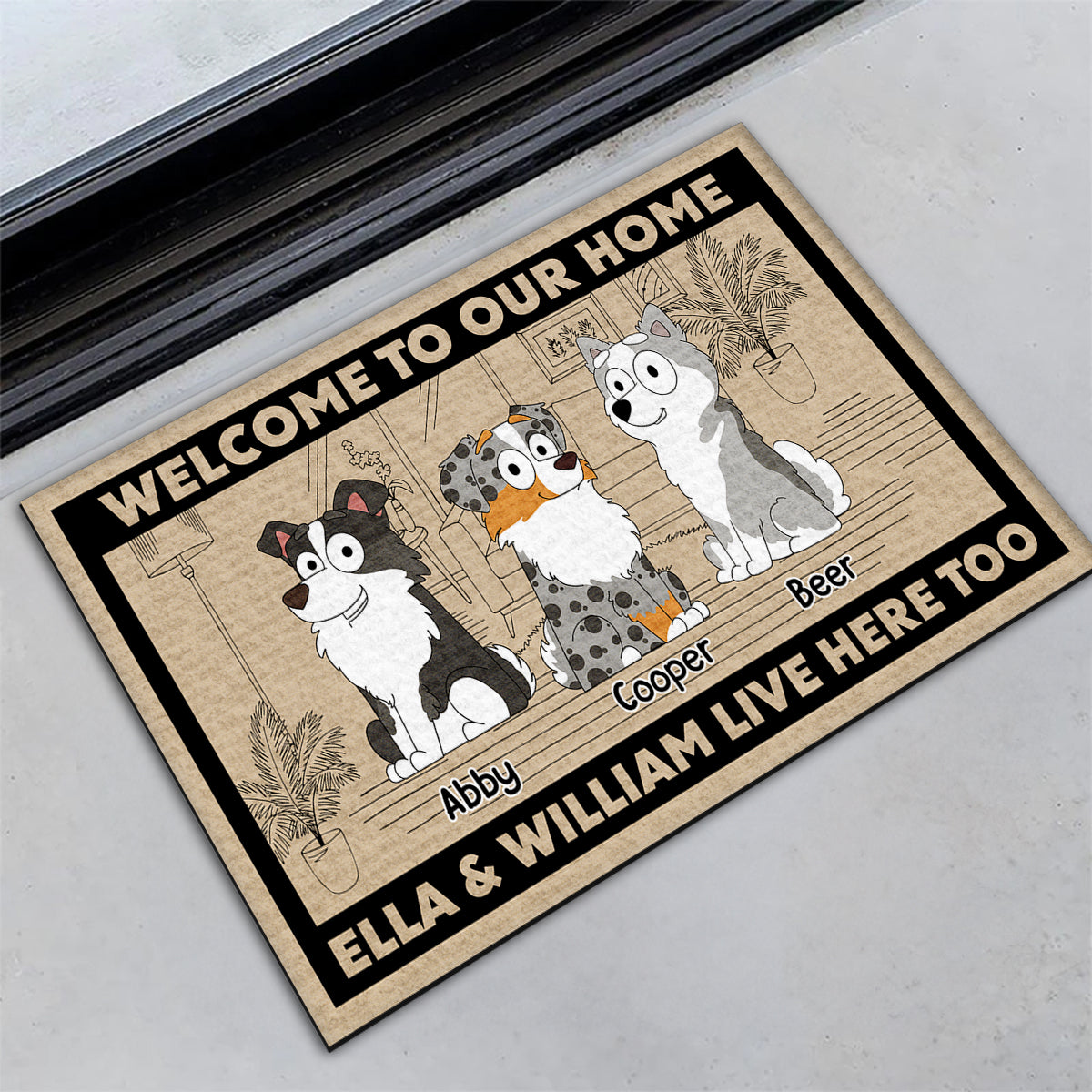 Welcome to Our Home - Personalized Custom Pet Lover Doormat with Sublimation Printing