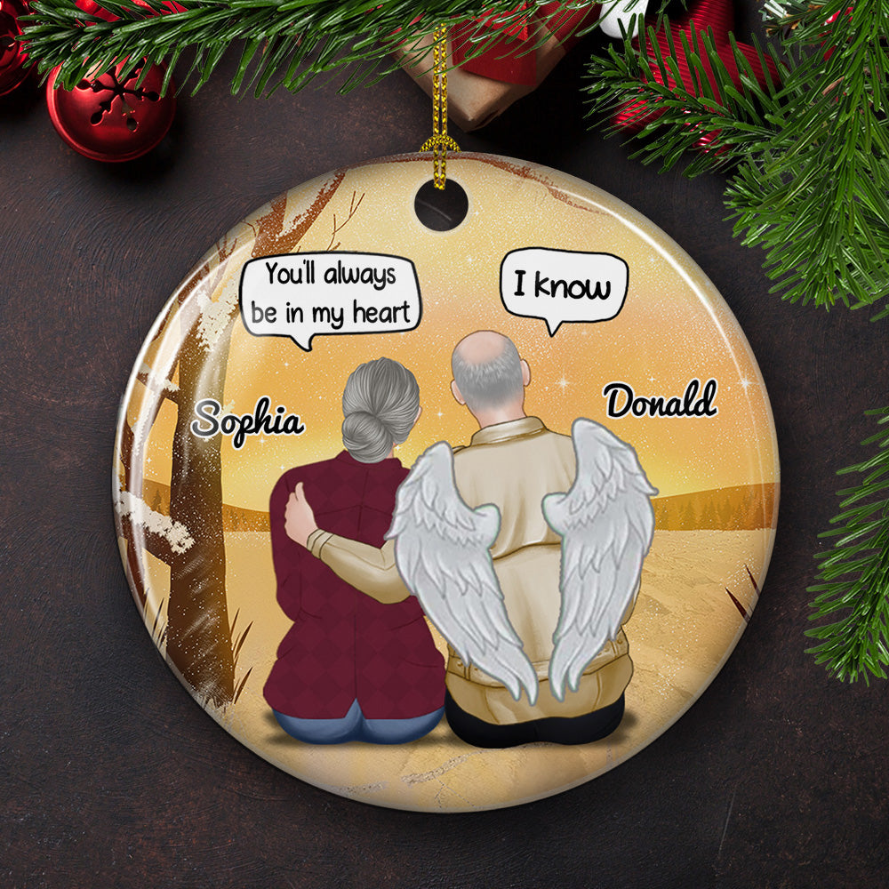 Always Be In My Heart - Personalized Custom 3-inch Diameter Circle Ceramic Christmas Ornament with Premium White Print