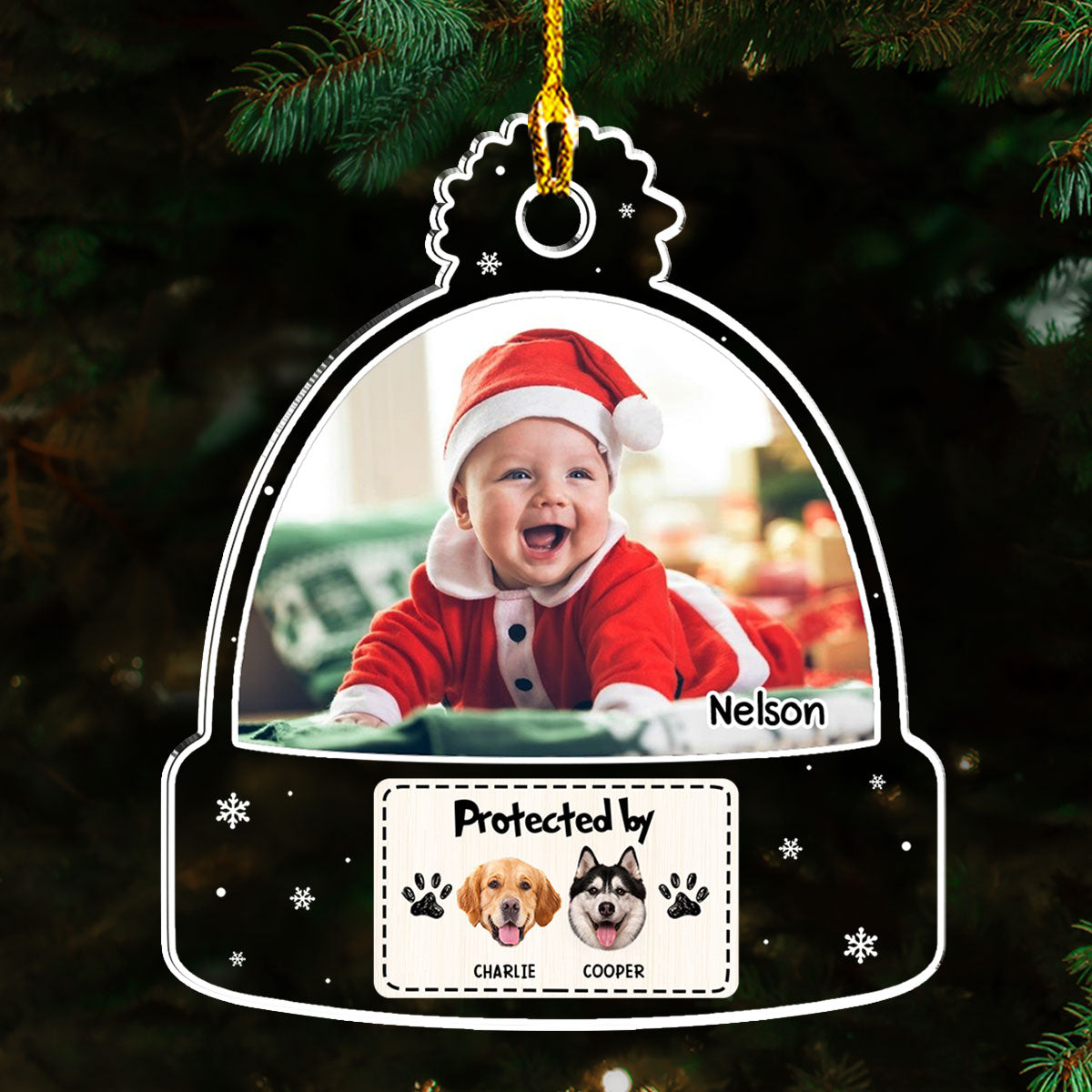 Custom Photo-Protected Personalized Acrylic Christmas Ornament for Pet Lovers