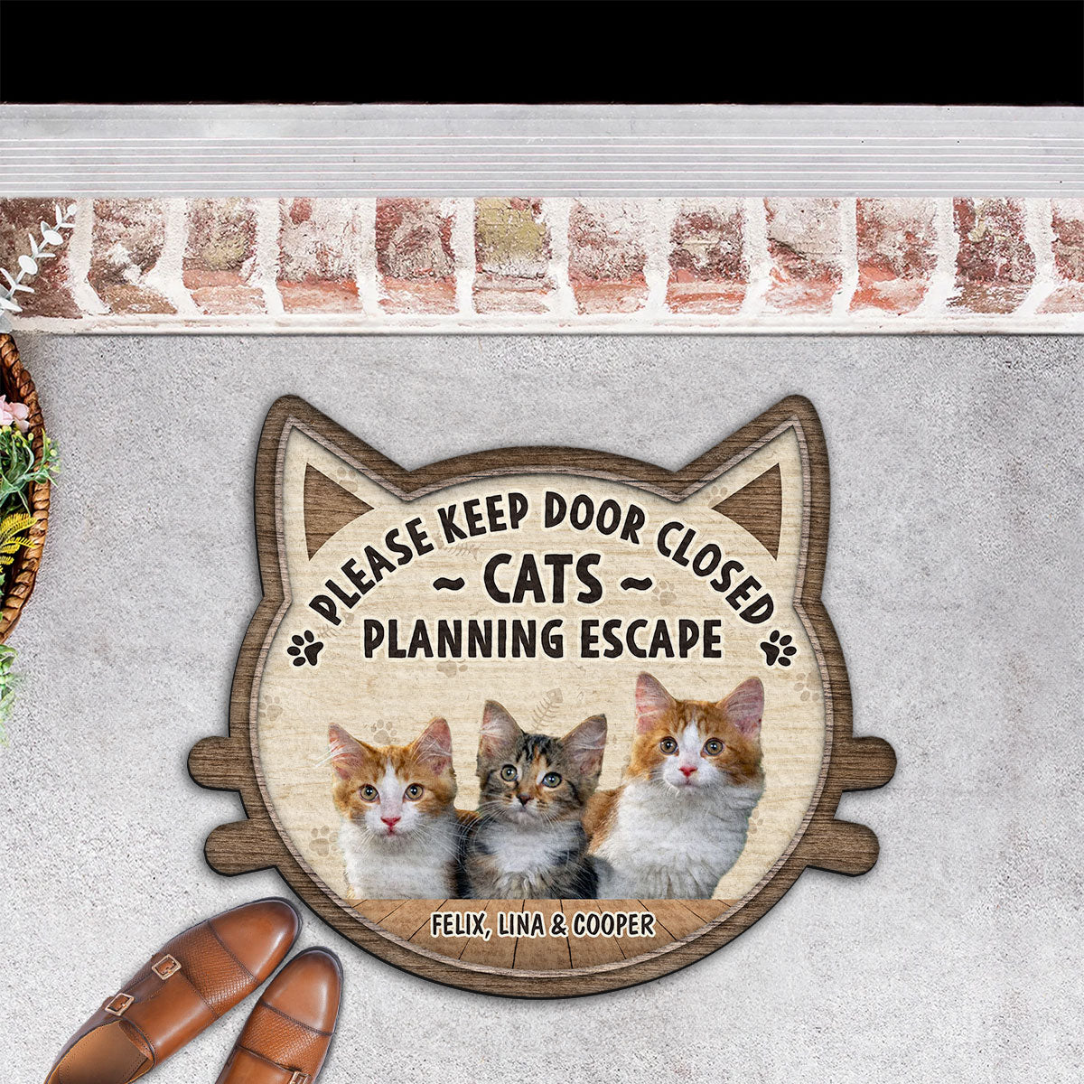 Personalized Custom Cats Planning Escape Photo Doormat - Ideal for Pet Lovers
