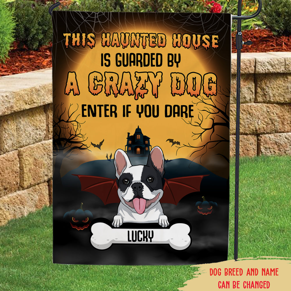A Crazy Dog - Customizable Personalized Halloween Garden Flag for Pet Lovers - Available in 12' x 18' and 28' x 40' Sizes