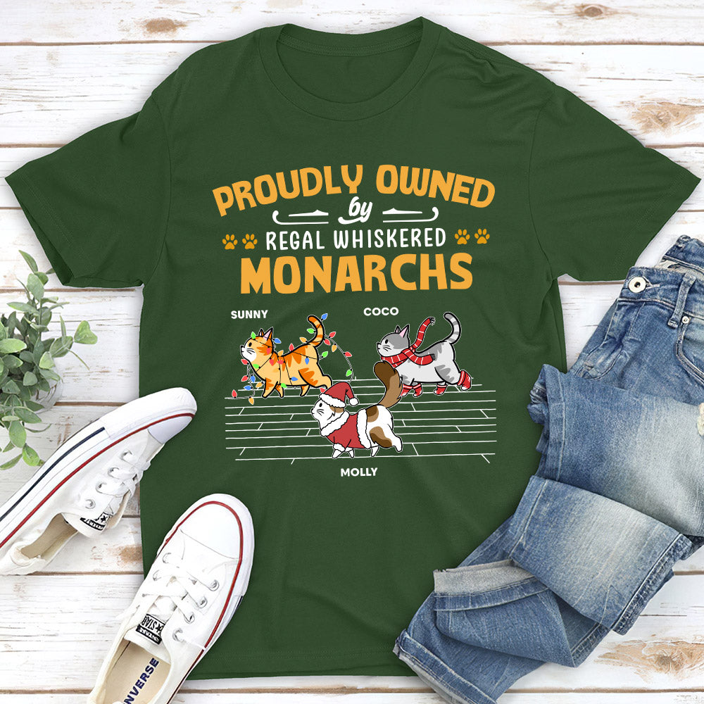 Proudly Owned By Cat - Personalized Custom Unisex 5.3 oz T-shirt for Pet Lovers