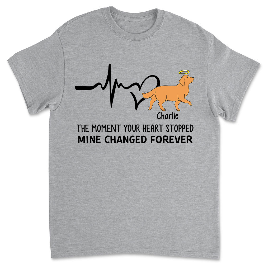 The Moment Your Heart Stopped Mine Changed - Personalized Custom Unisex Memorial T-shirt for Pet Lovers