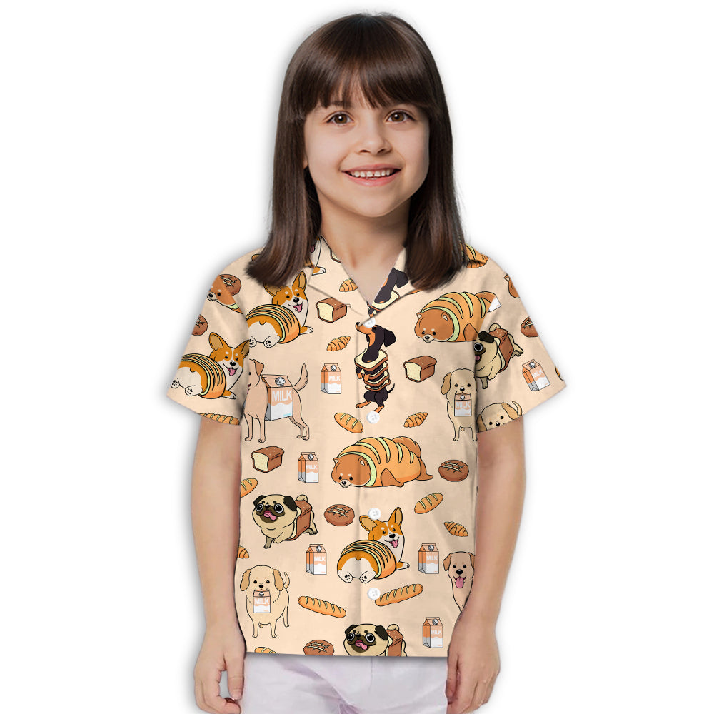 Adorable Dog And Milk Kids Button - up Shirt for Special Occasions