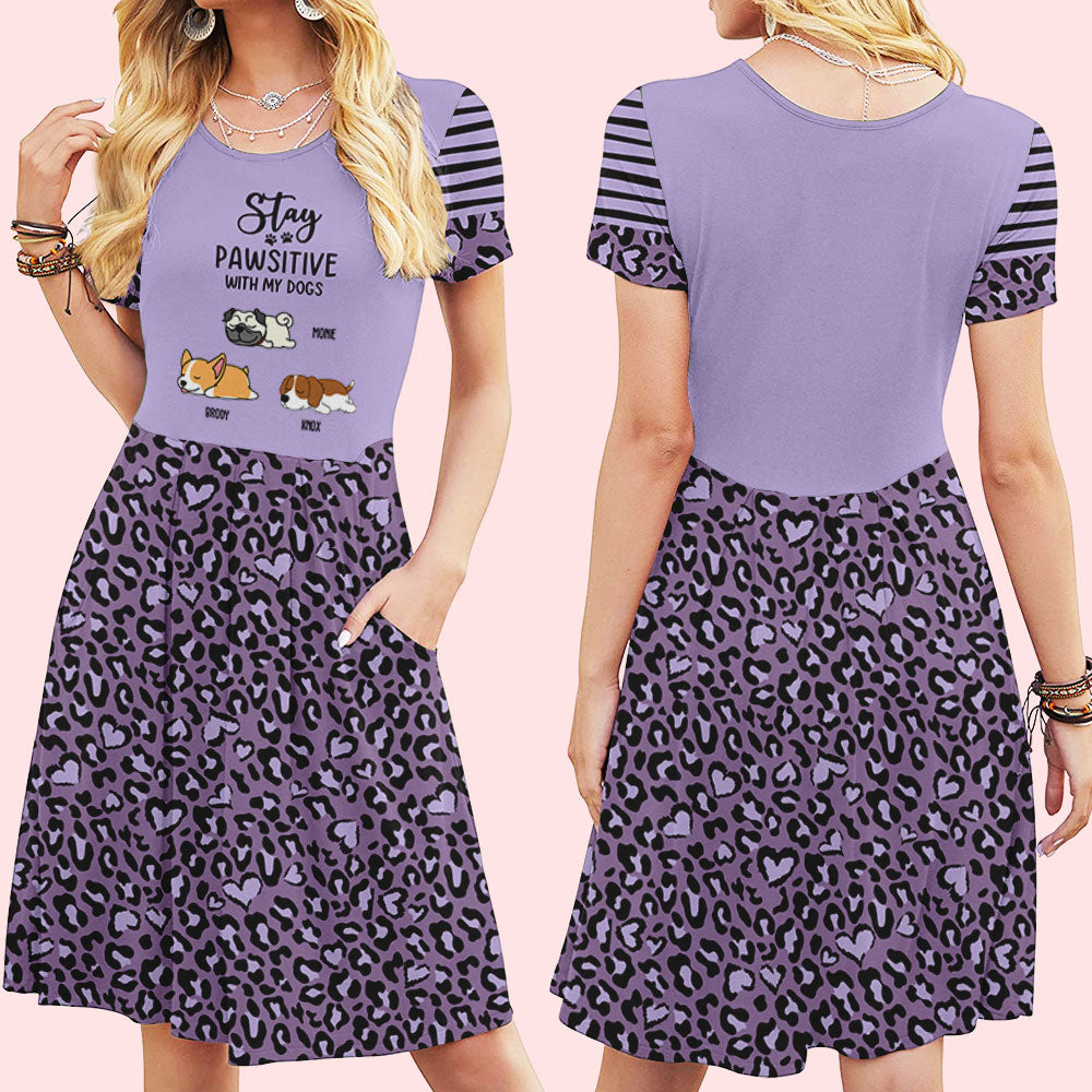 Stay Pawsitive - Customizable Personalized Casual Swing Dress for Dog Moms