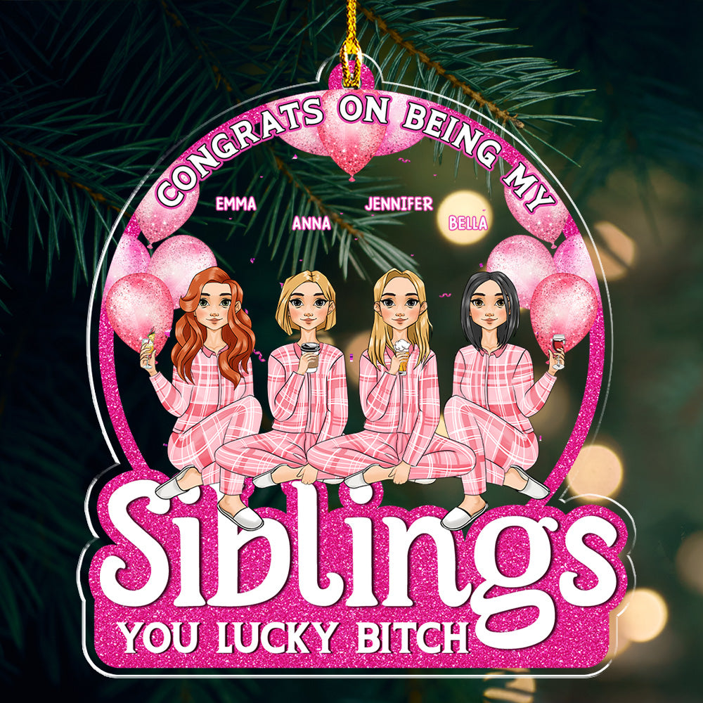 Pink Besties Forever - Customizable Personalized Acrylic Christmas Ornament