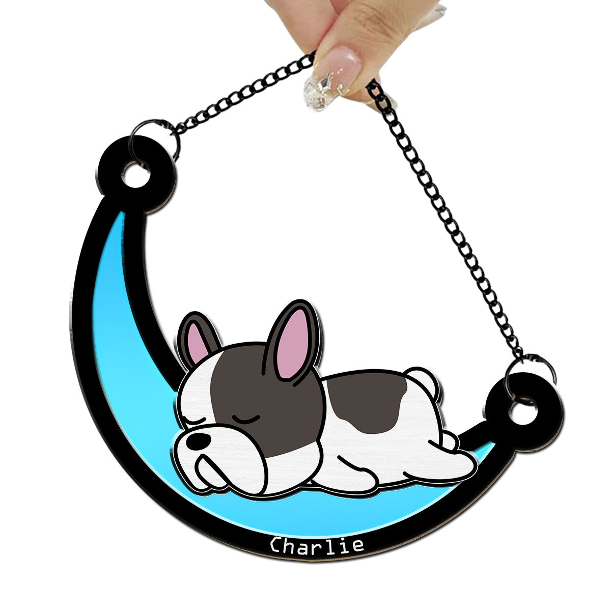 Personalized Custom Dog Sleep On The Moon Suncatcher - 6 & 8 Inches