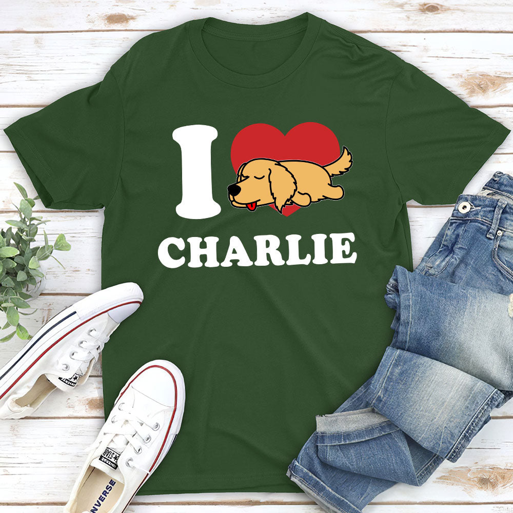 I Love My Dog - Personalized Custom Unisex Heavy Cotton 5.3 oz T-shirt