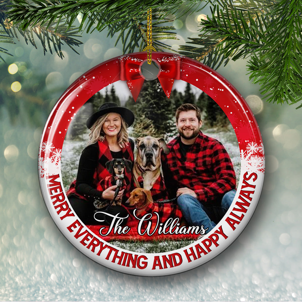 Personalized Custom Christmas Circle Ceramic Ornament - Ideal for Holiday Tree Decor