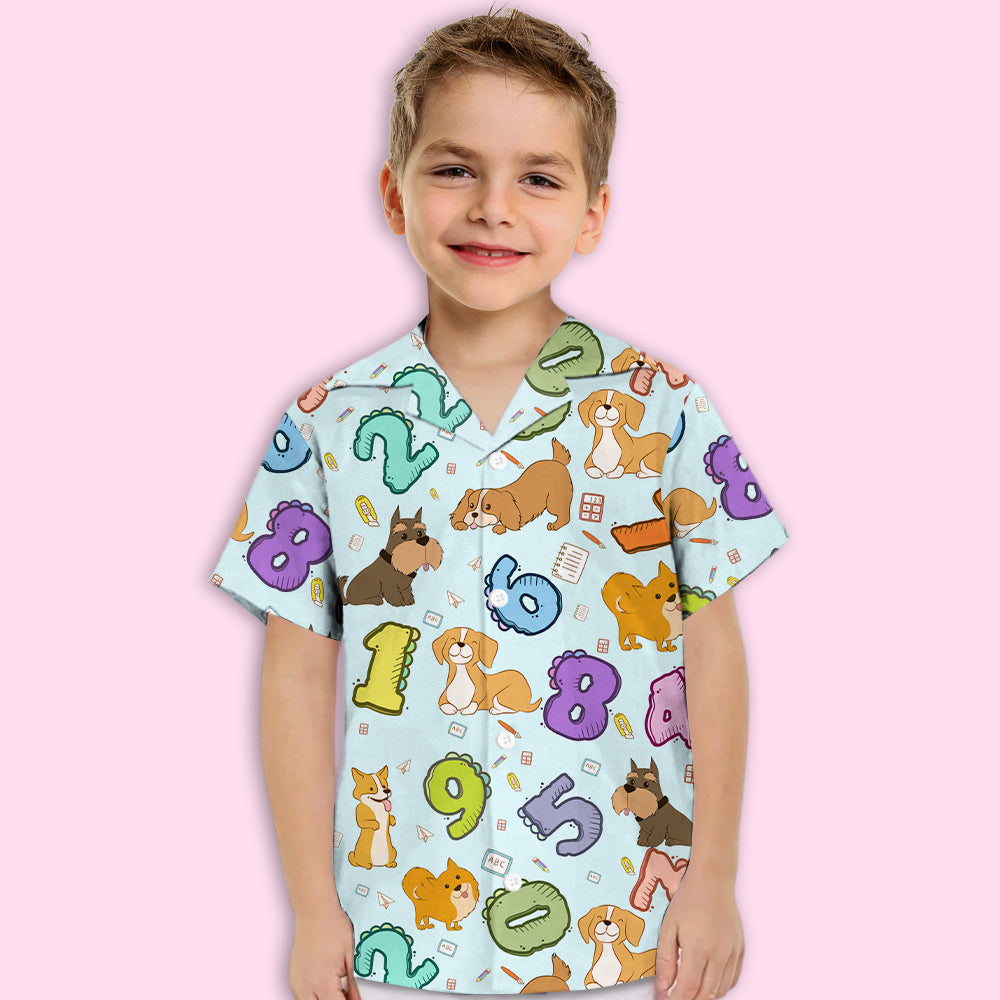 Back To School - Adorable Kids Button - up Shirt with Cute Pet Prints