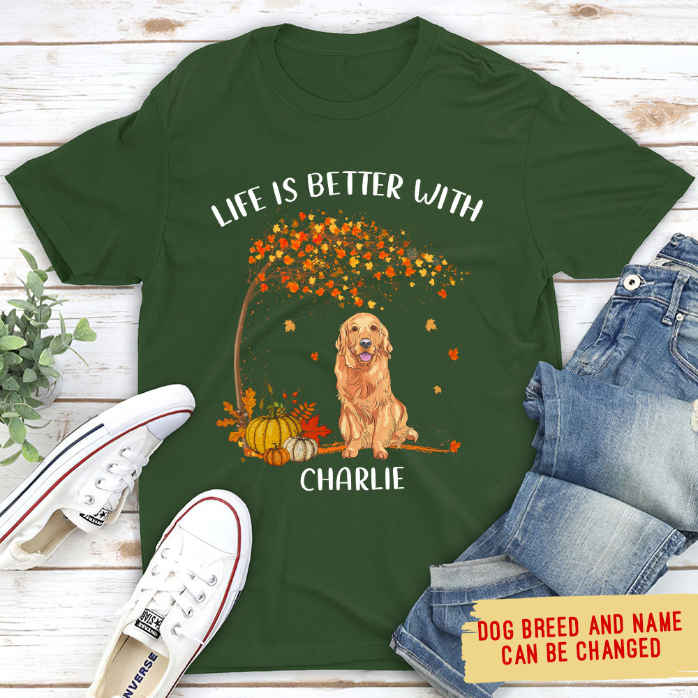 Better With Dog 2 - Personalized Custom Unisex 5.3 oz Heavy Cotton T-shirt for Pet Lovers