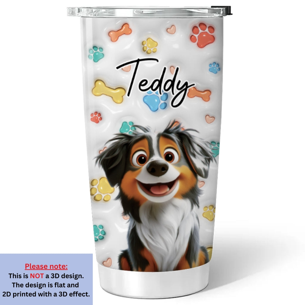 Adorable Personalized Custom 3D Inflated Effect Cute Dog Baby Tumbler - 20oz Stainless Steel Drinkware