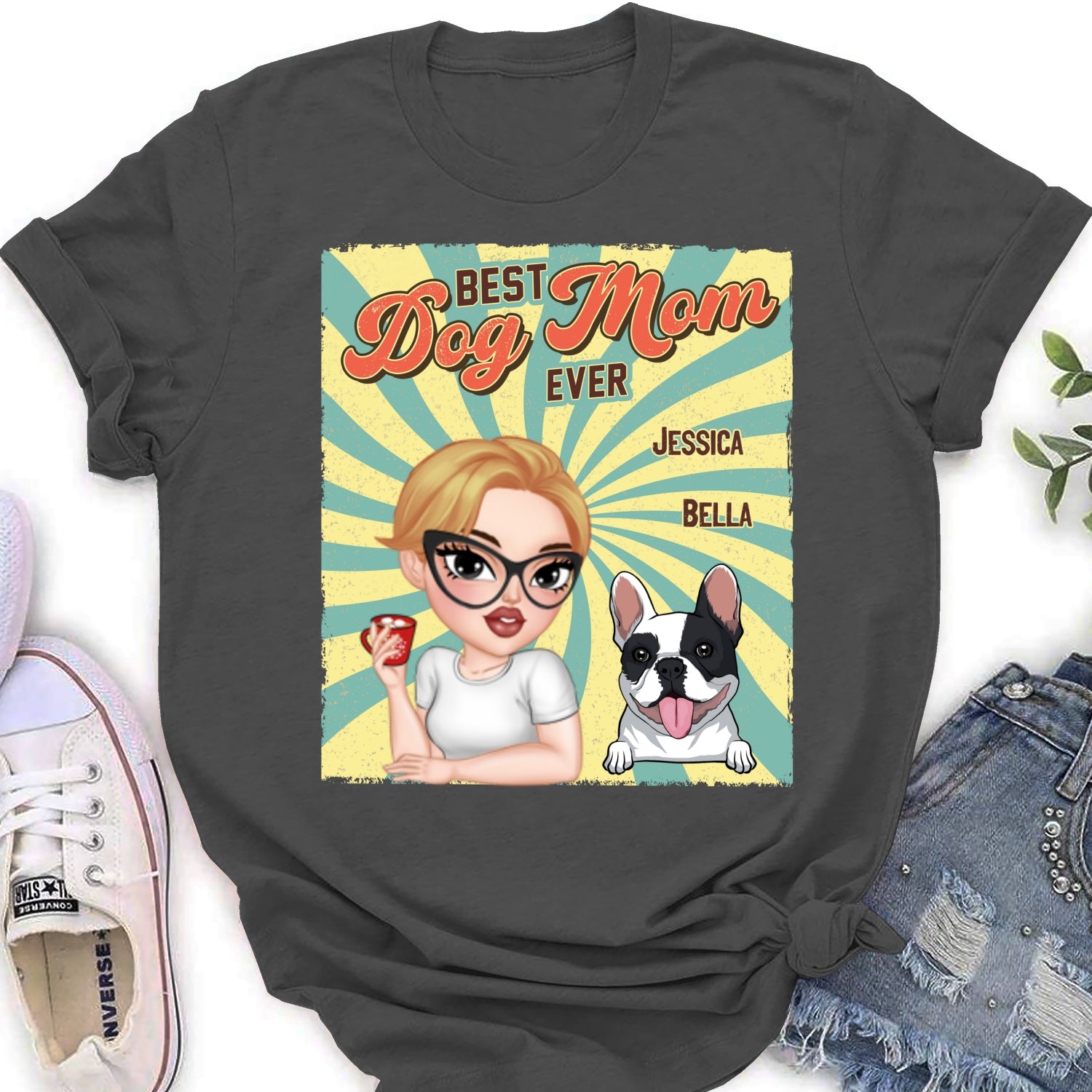 Unique Retro Funny Personalized Custom Women's Dog Shirt T-shirt