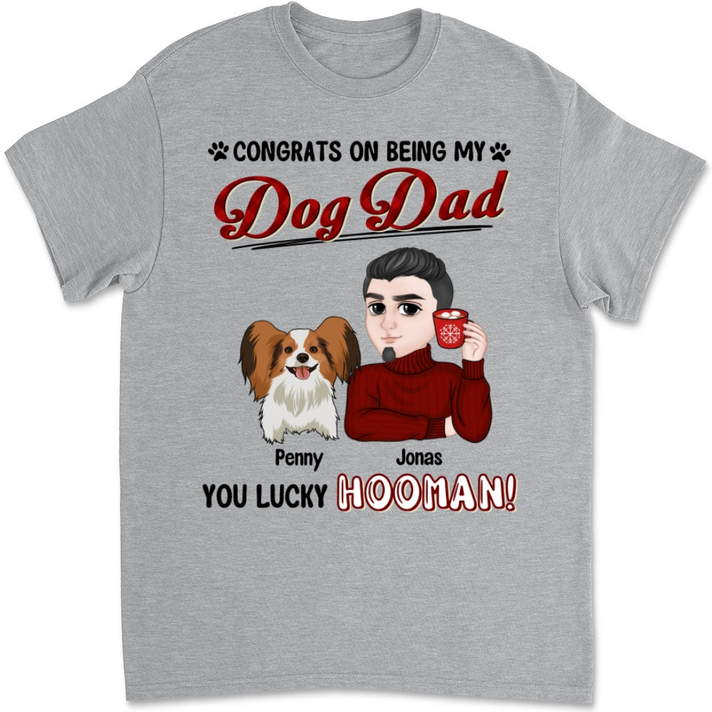 Lucky Dog Dad & Mom - Personalized Custom Unisex 5.3 oz T-shirt