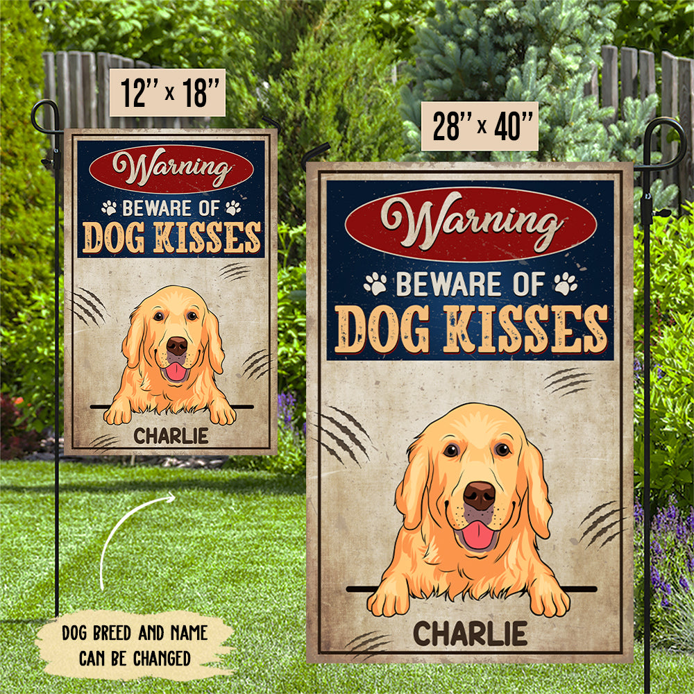 Customizable Personalized Dog Kisses Garden Flag in 12' x 18' and 28' x 40' Sizes