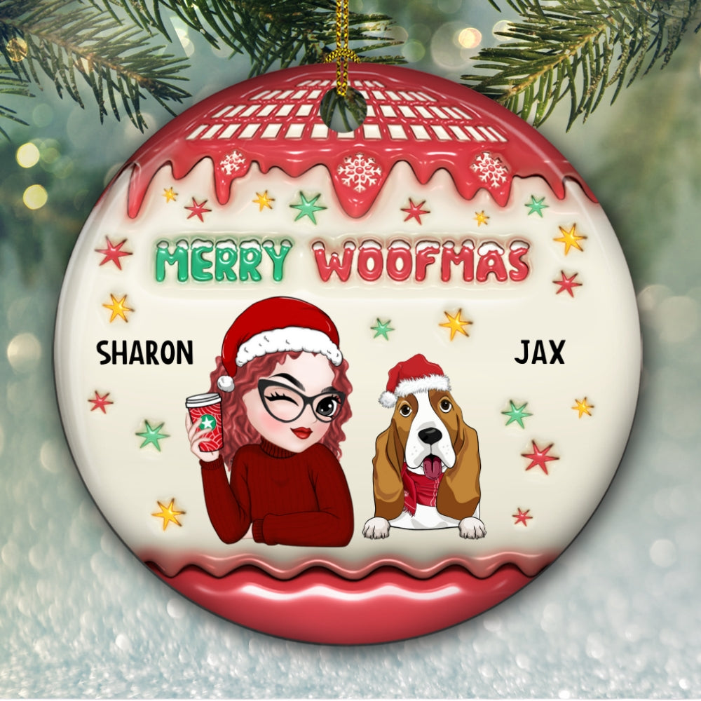 Woofmas Winter - Customizable 3D Inflated Effect Personalized Ceramic Christmas Ornament