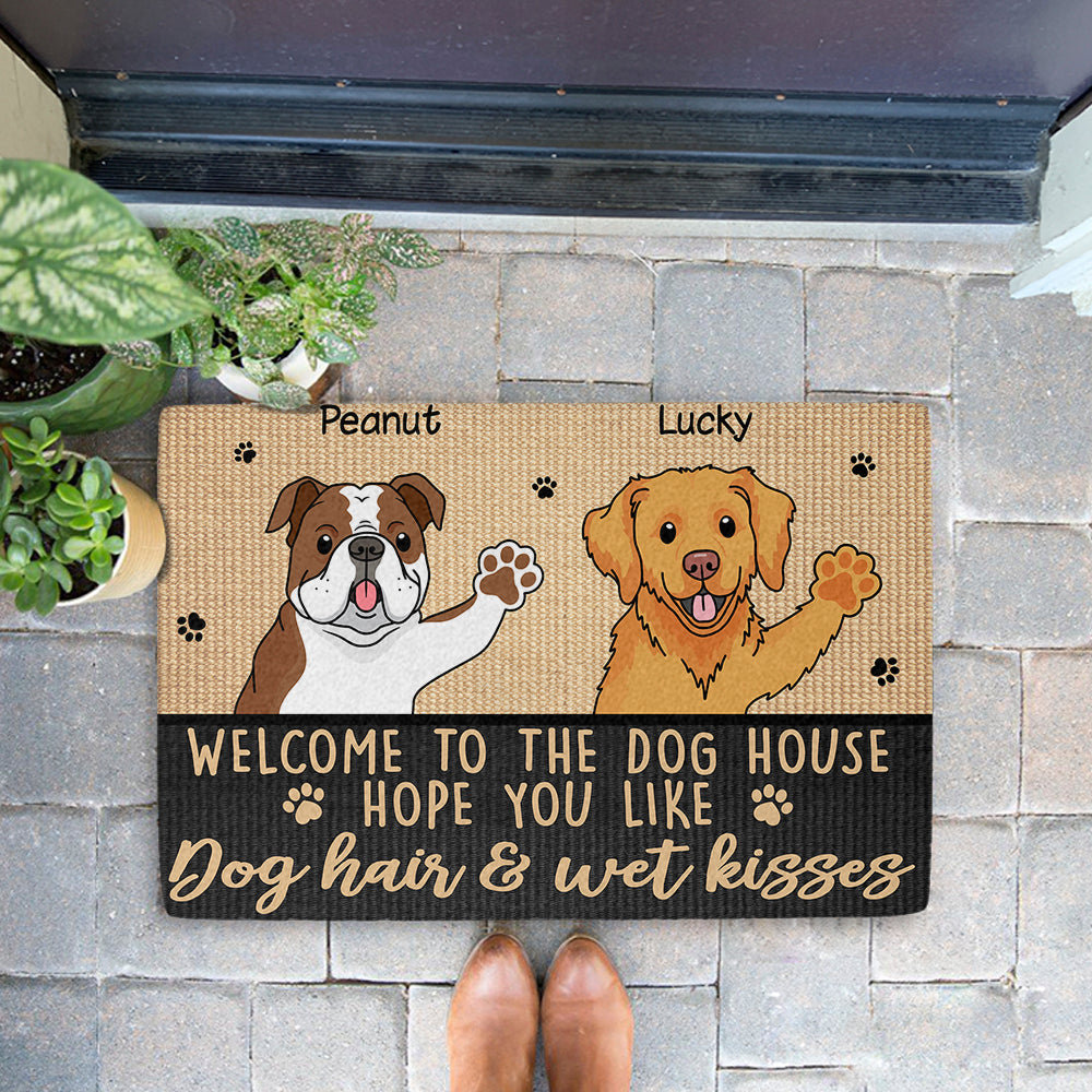 Dog Hair And Wet Kisses - Unique Personalized Custom Doormat with Your Dog's Picture