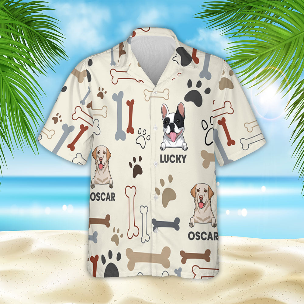 Unique Personalized Custom Hawaiian Shirt with Dog Bones Design - Ideal Summer Gift for Pet Lovers