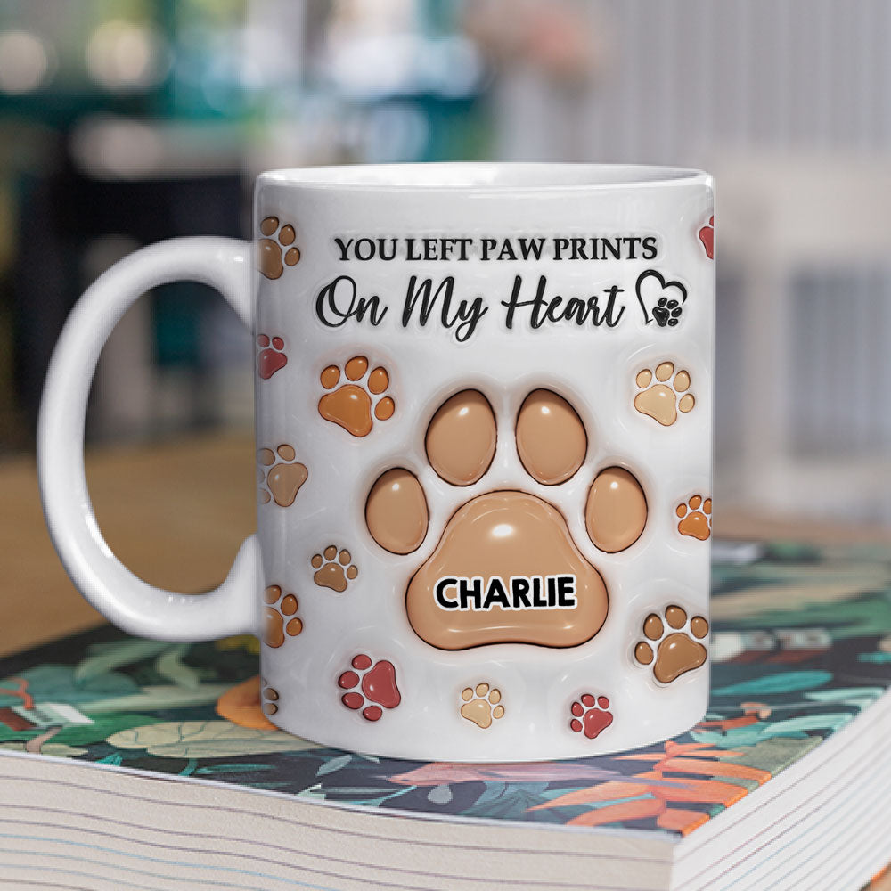 You Left Paw Prints - Unique Personalized Custom 3D Inflated Effect Ceramic Mug in 11oz and 15oz Sizes
