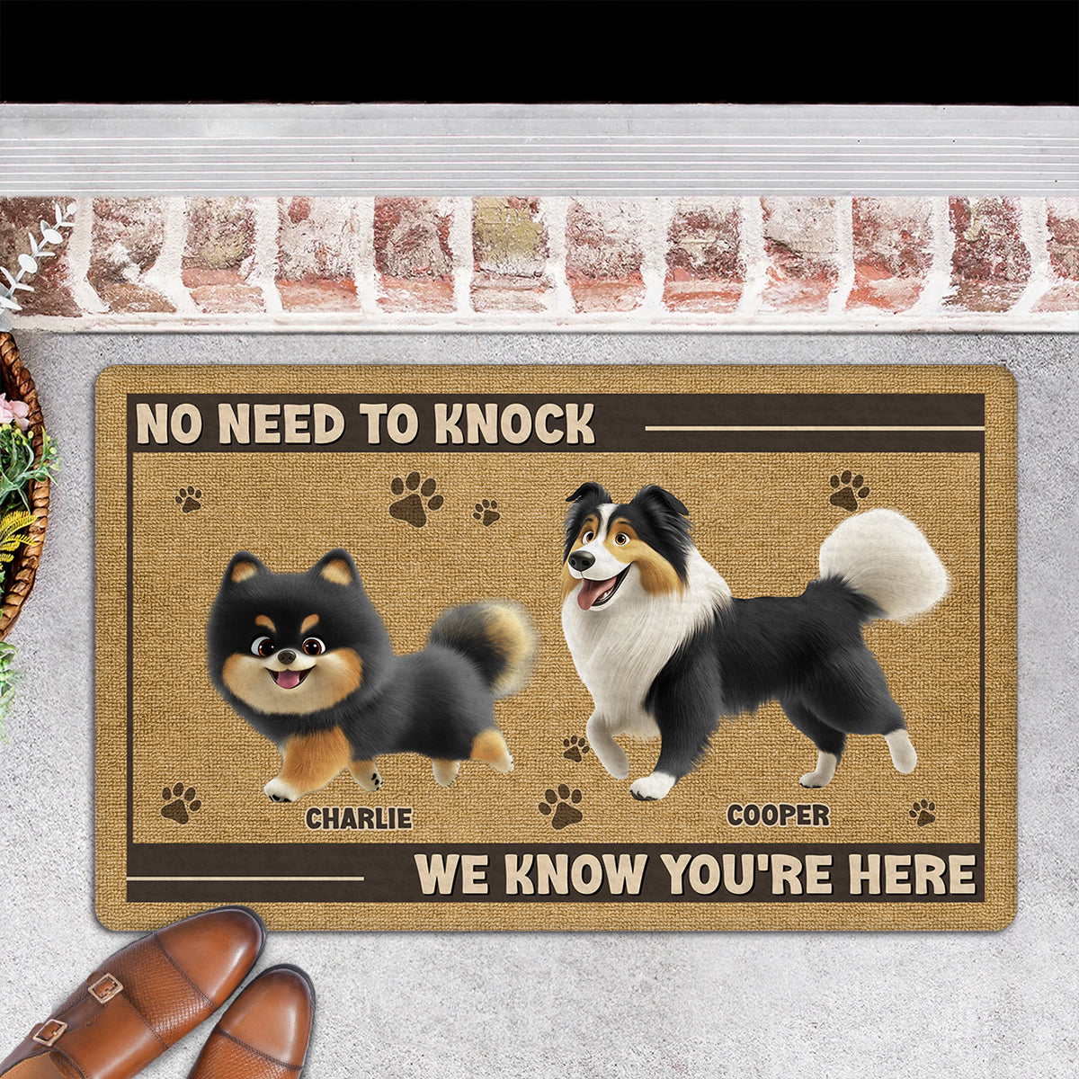 No Need To Knock Version 2 - Personalized Custom Doormat with Your Pet's Picture