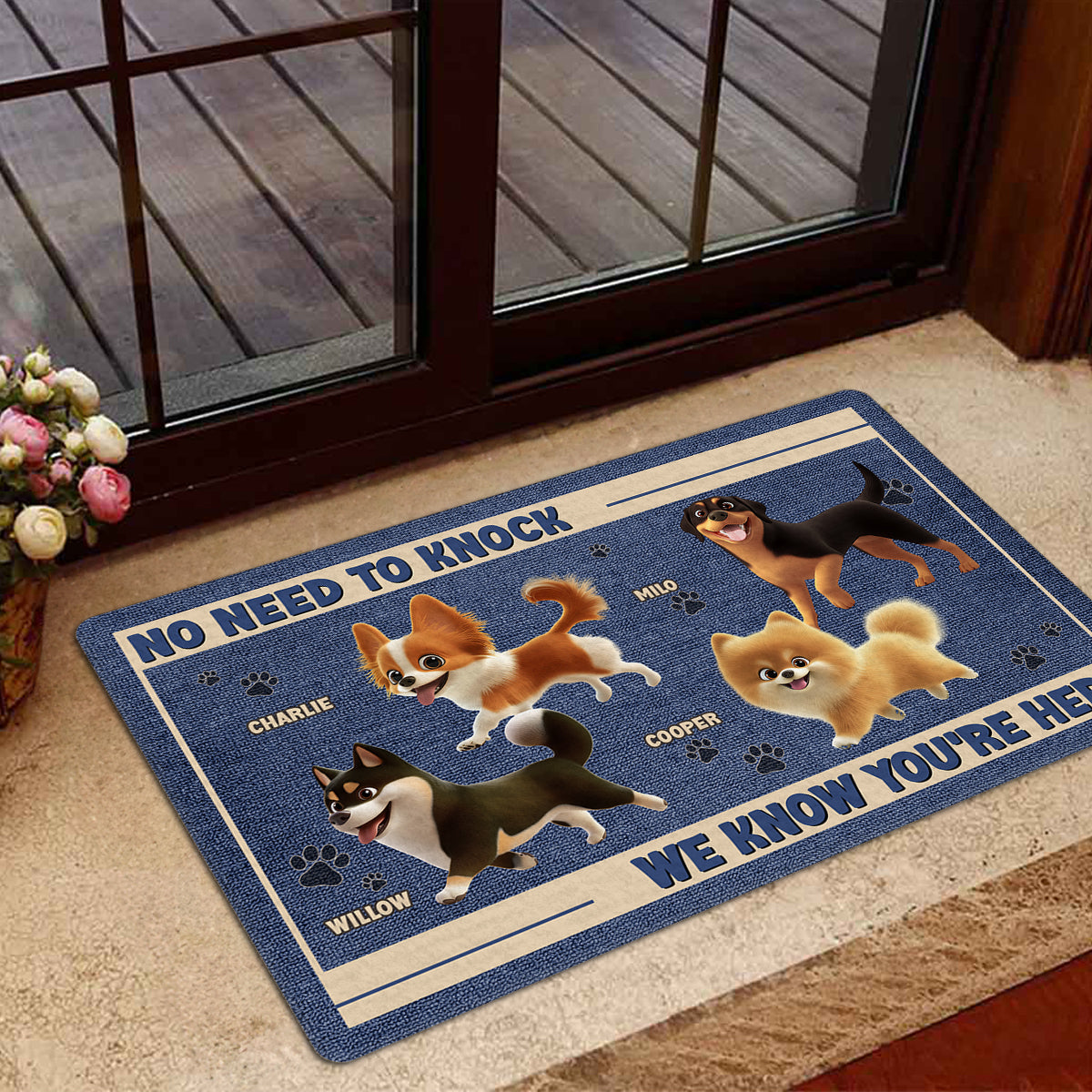 No Need To Knock Version 2 - Personalized Custom Doormat with Your Pet's Picture