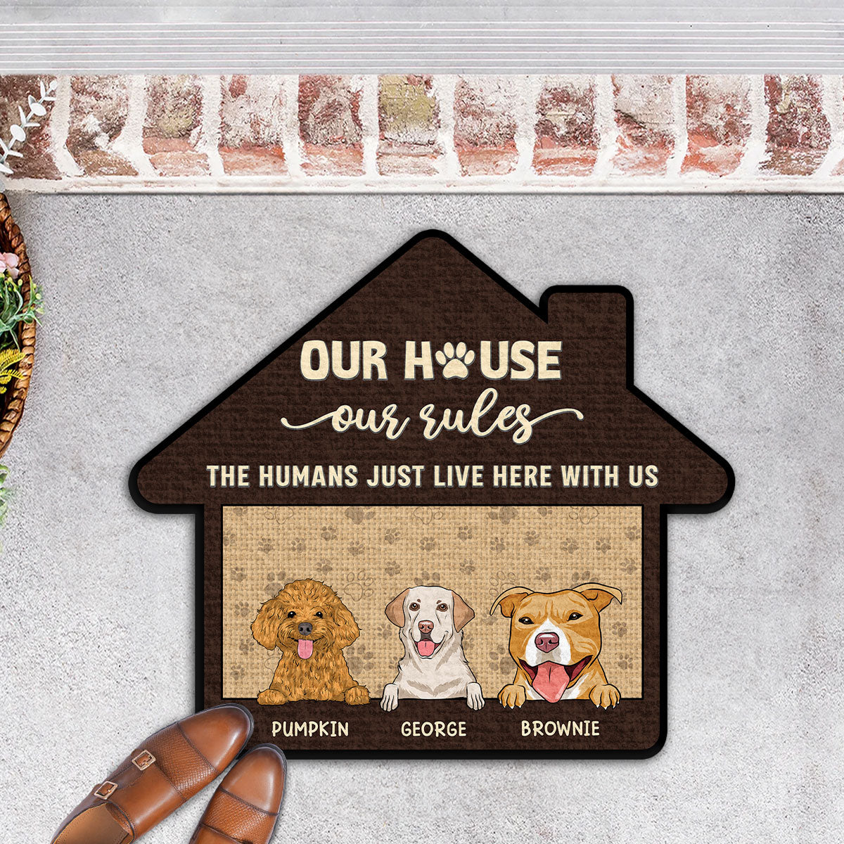 The Humans Just Live Here - Personalized Custom Pet Lover Doormat with Sublimation Printing
