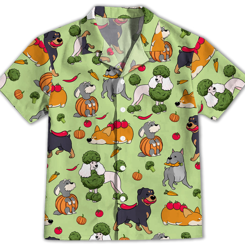 Adorable Dog And Vegetables Kids' Button-up Shirt for Special Occasions