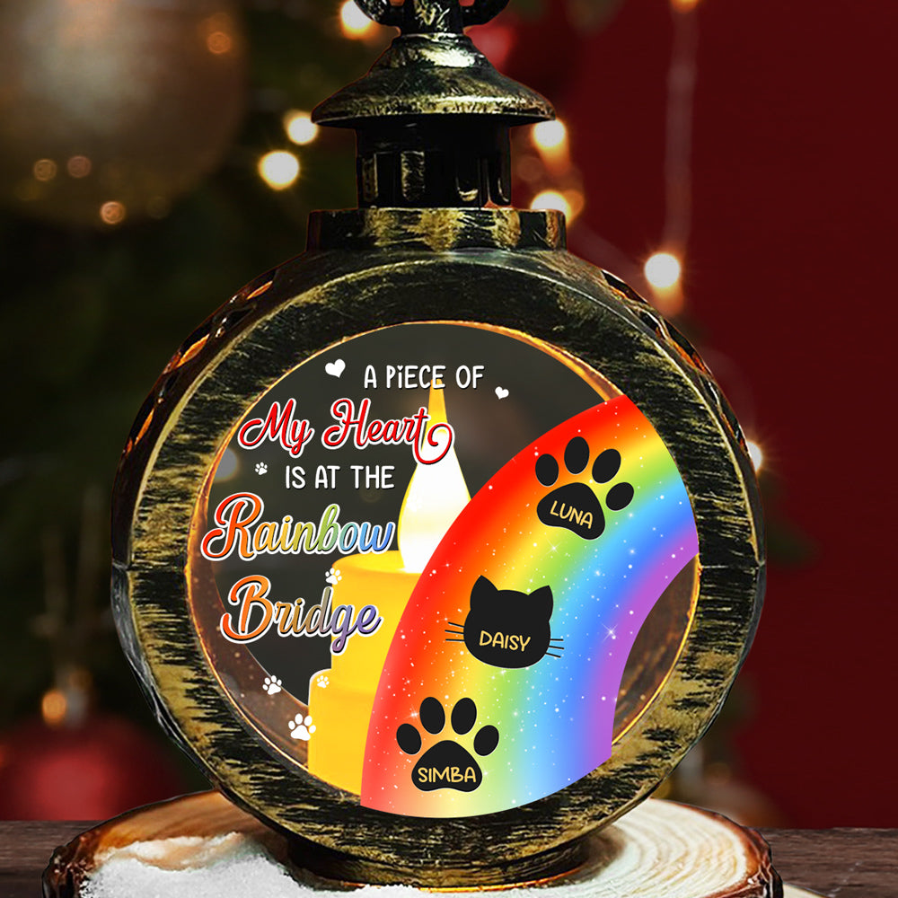 A Piece Of My Heart Is At The Rainbow Bridge - Customizable Personalized Christmas Lantern for Heartfelt Holiday Gifting