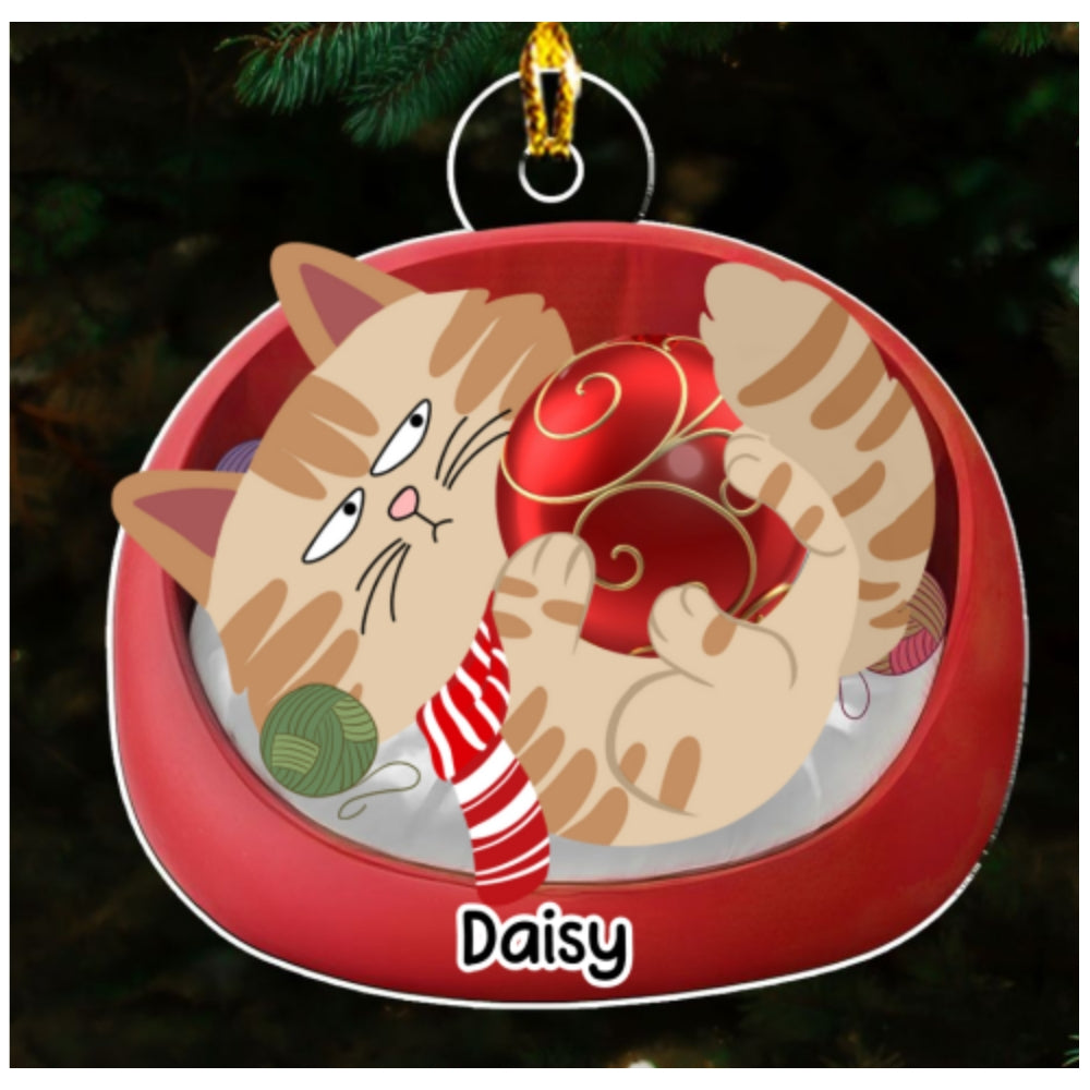 Charming Personalized Custom Swinging Cat Acrylic Christmas Ornament
