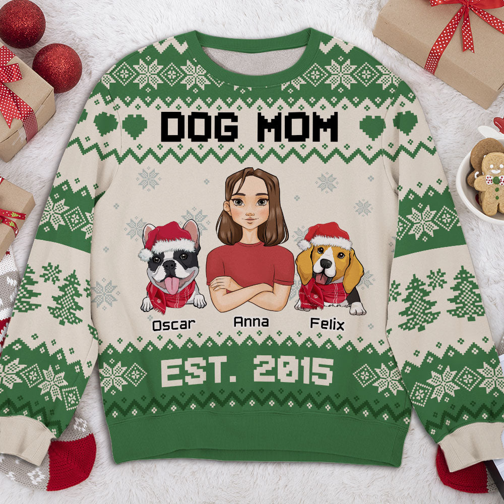 Dog Mom Est. - Customizable All-Over-Print Unisex Sweatshirt for Dog Lovers