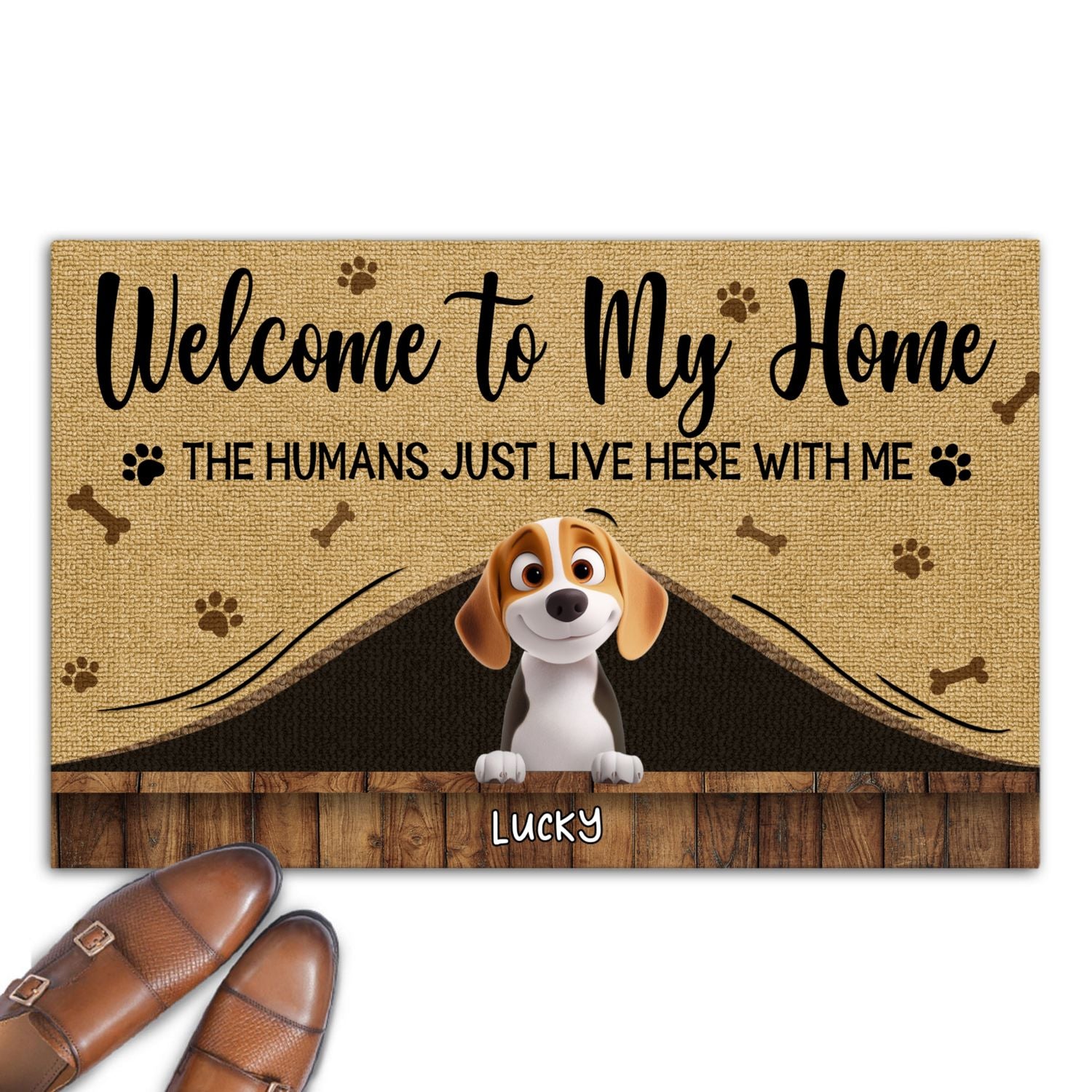 Personalized Custom Humans Just Live Here Doormat for Pet Lovers with Multiple Sizes and High - Quality Printing