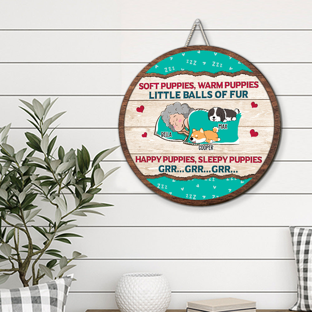 Customizable Soft Puppy Personalized Wood Sign in Multiple Sizes