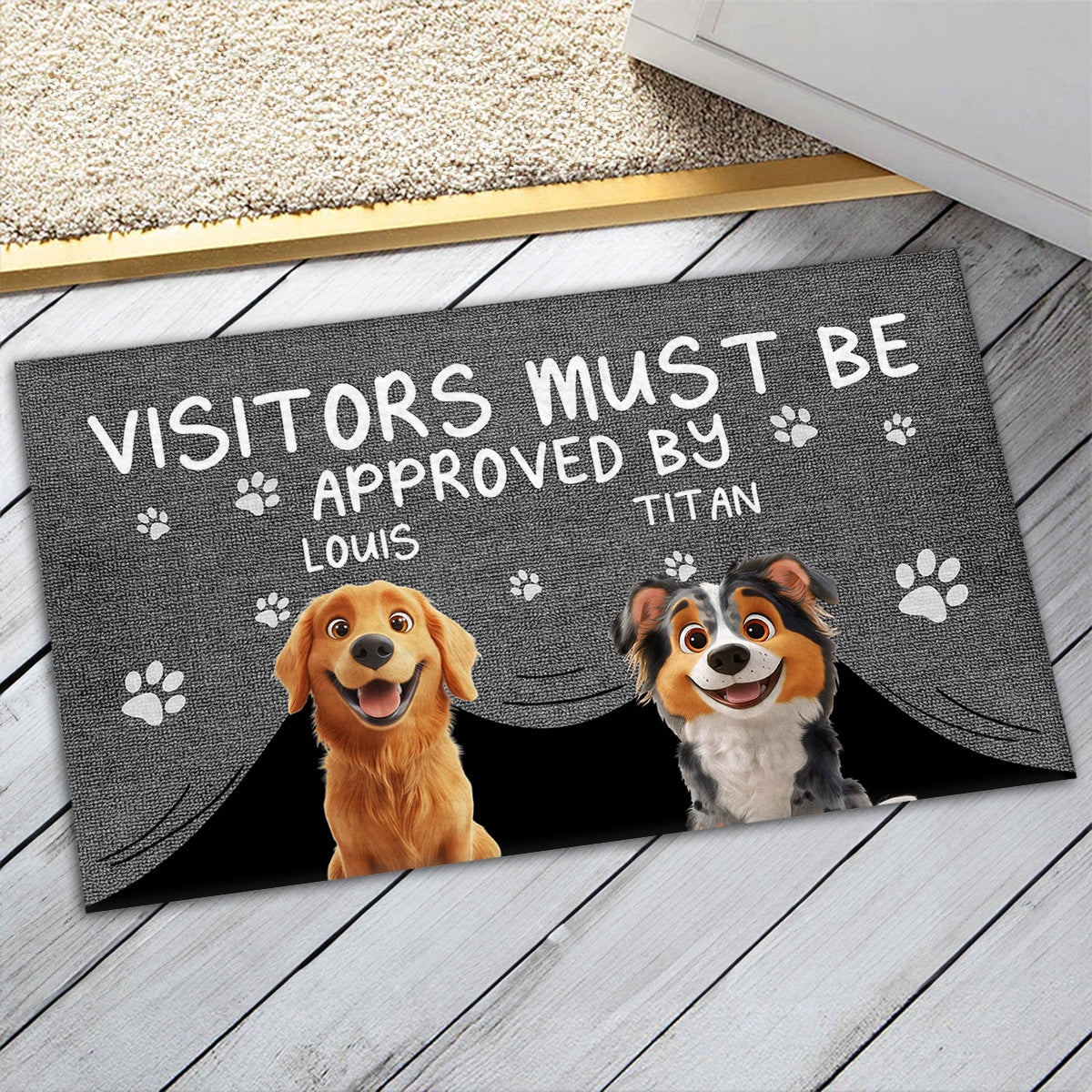 Personalized Custom Doormat - Approved By Dog Cartoon, Ideal for Pet Lovers