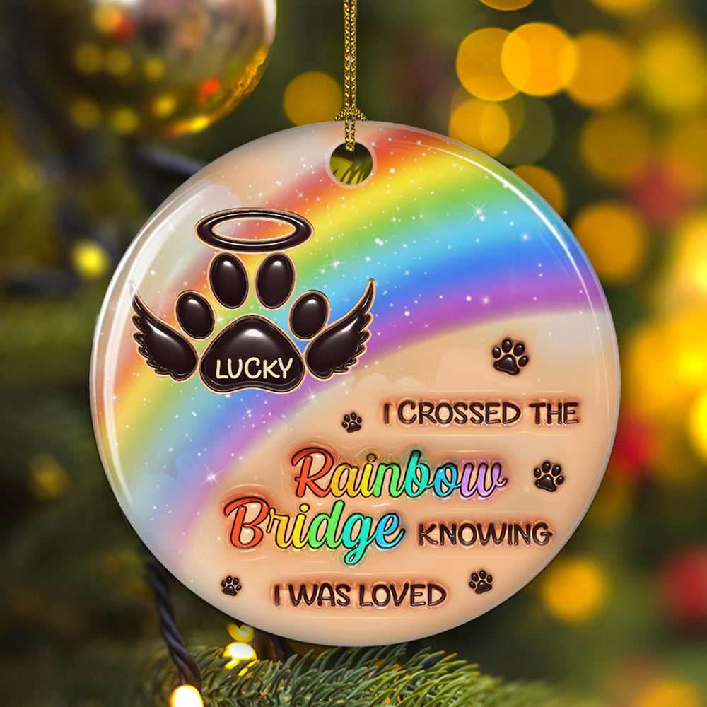 I Wish The Rainbow Bridge Had Visiting Hours - Stunning Personalized Custom 3D Inflated Effect Premium White Ceramic Christmas Ornament