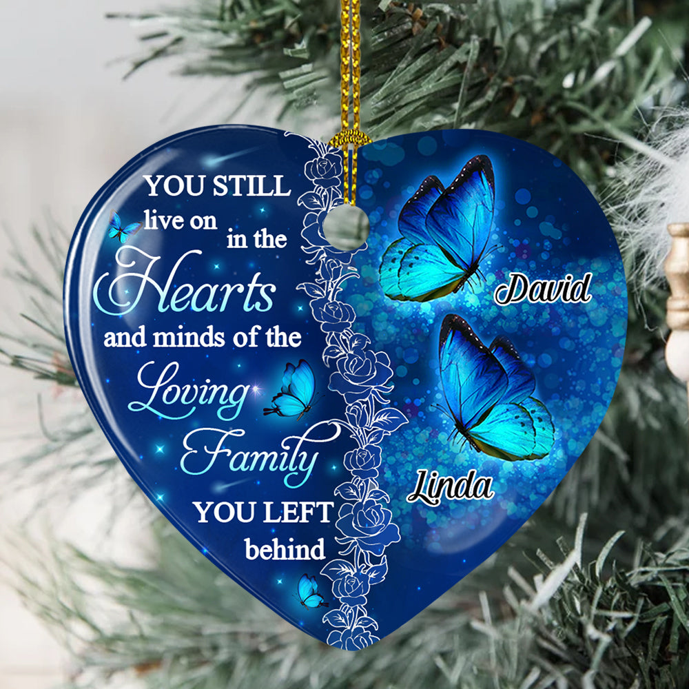 The Loving Family - Exquisite Personalized Custom Heart Ceramic Christmas Ornament