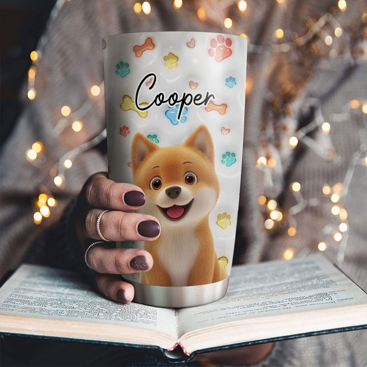 Adorable Personalized Custom 3D Inflated Effect Cute Dog Baby Tumbler - 20oz Stainless Steel Drinkware