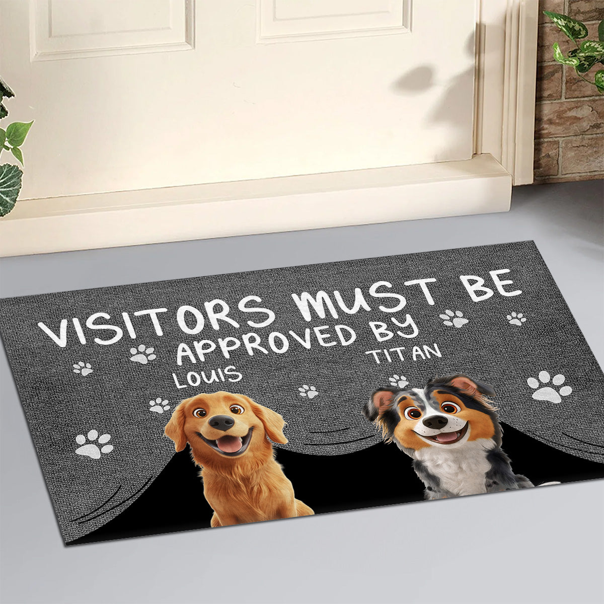 Personalized Custom Doormat - Approved By Dog Cartoon, Ideal for Pet Lovers