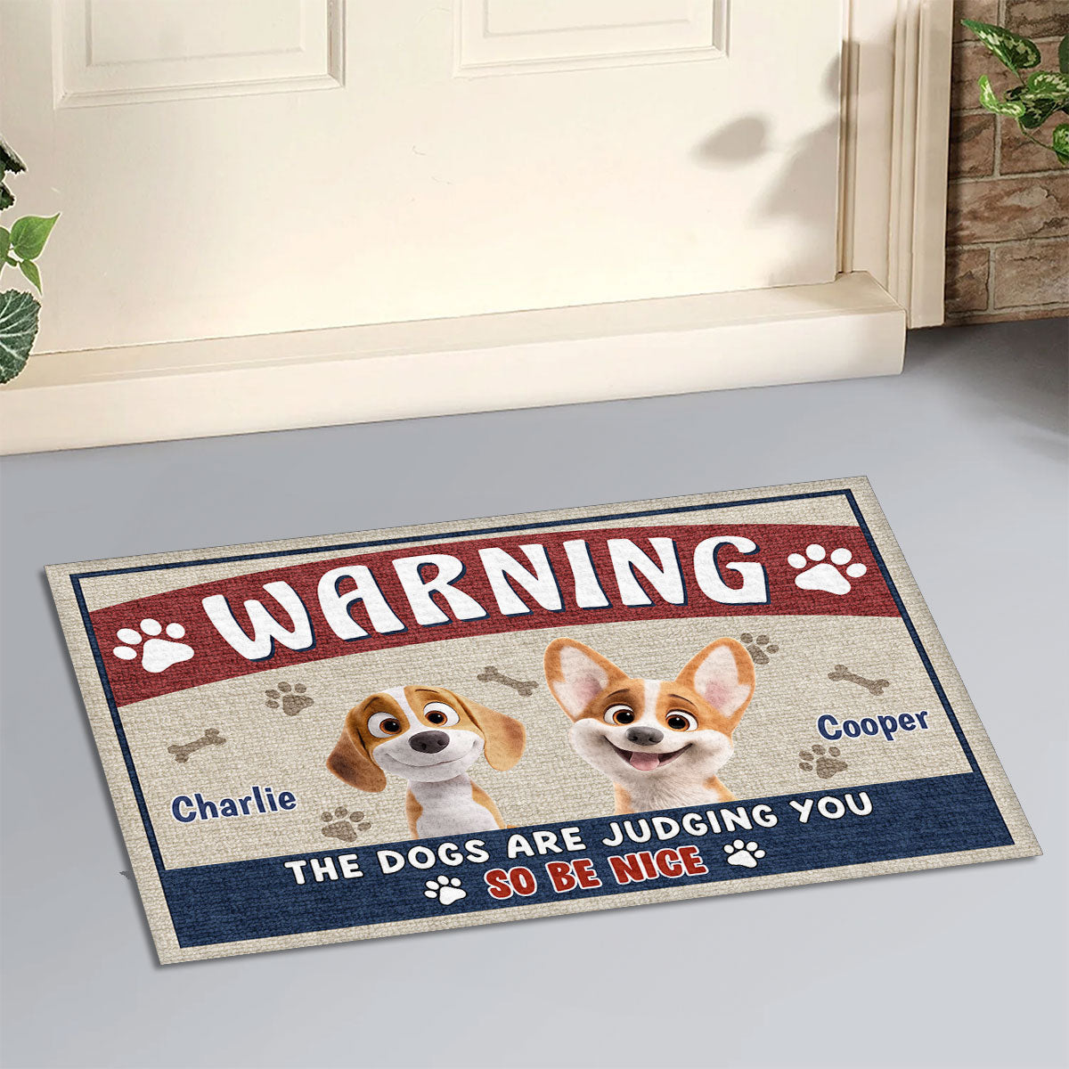 Personalized Custom 'Dogs Are Judging You Be Nice' Doormat for Pet Lovers