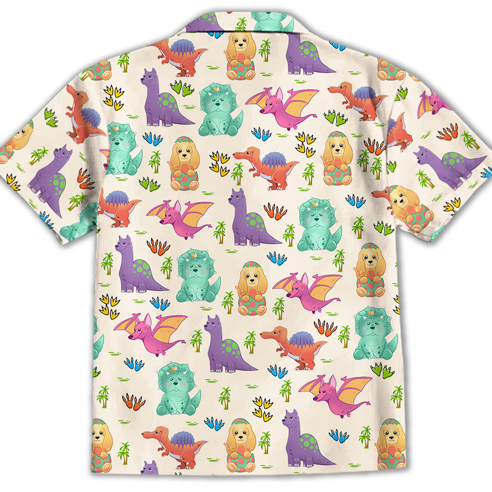 Adorable Dog And Dinosaur Kids' Button - up Shirt: A Perfect Gift