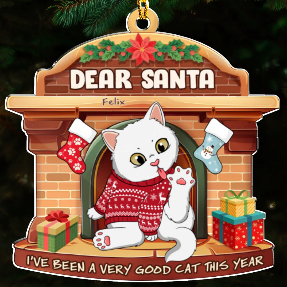 Adorable Personalized Custom Santa Paws Acrylic Christmas Ornament