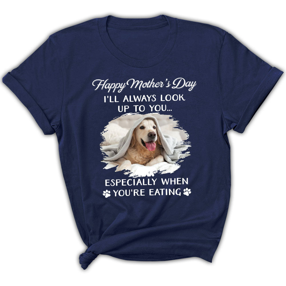 Customizable Dog Looking Up at You Photo Personalized Women's T-shirt - Ideal Gift for Pet Lovers