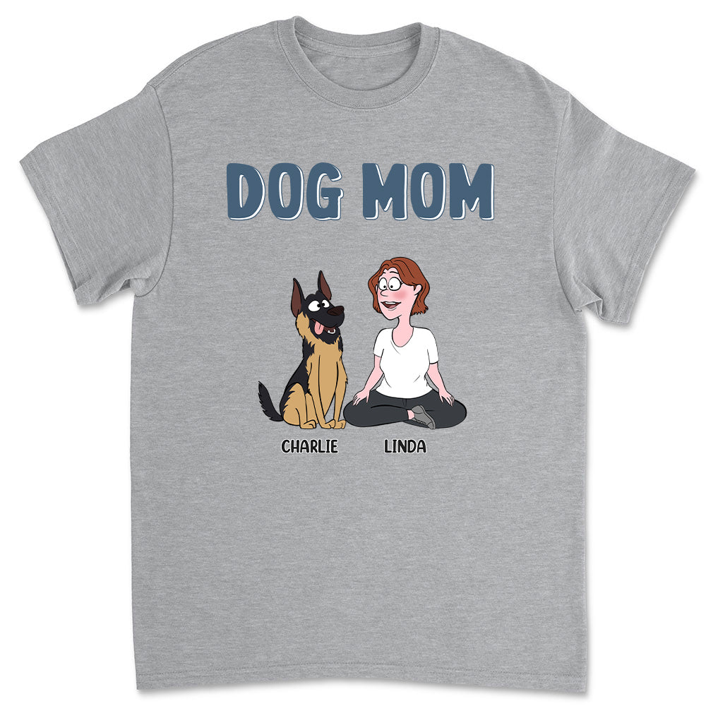 Dog Mom Cartoon - Personalized Custom Unisex 5.3 oz T-shirt for Pet Lovers