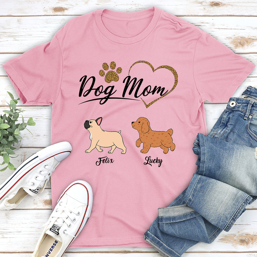 Personalized Custom Unisex Dog Mom Heart 2 T-shirt - Ideal Gift for Pet Lovers