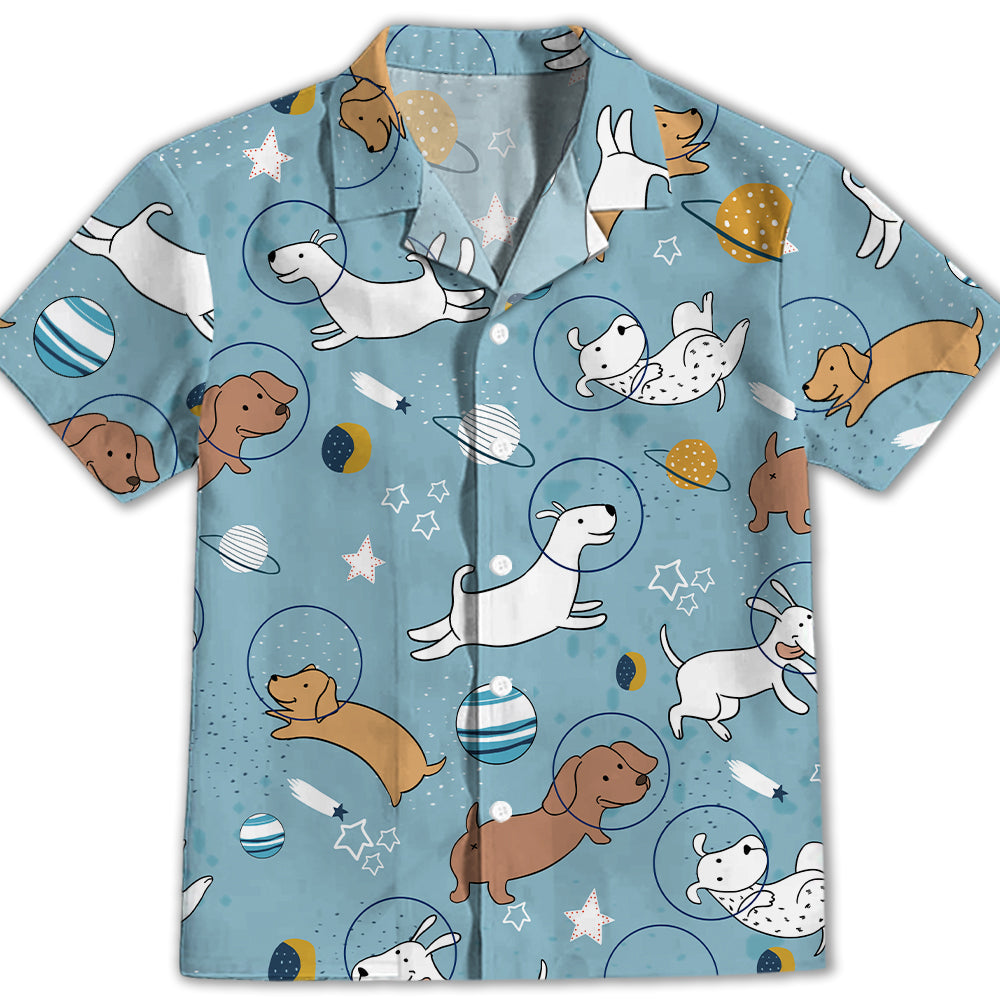 Space Dog 2 - Adorable Kids' Button - up Shirt with High - Quality Pet Prints