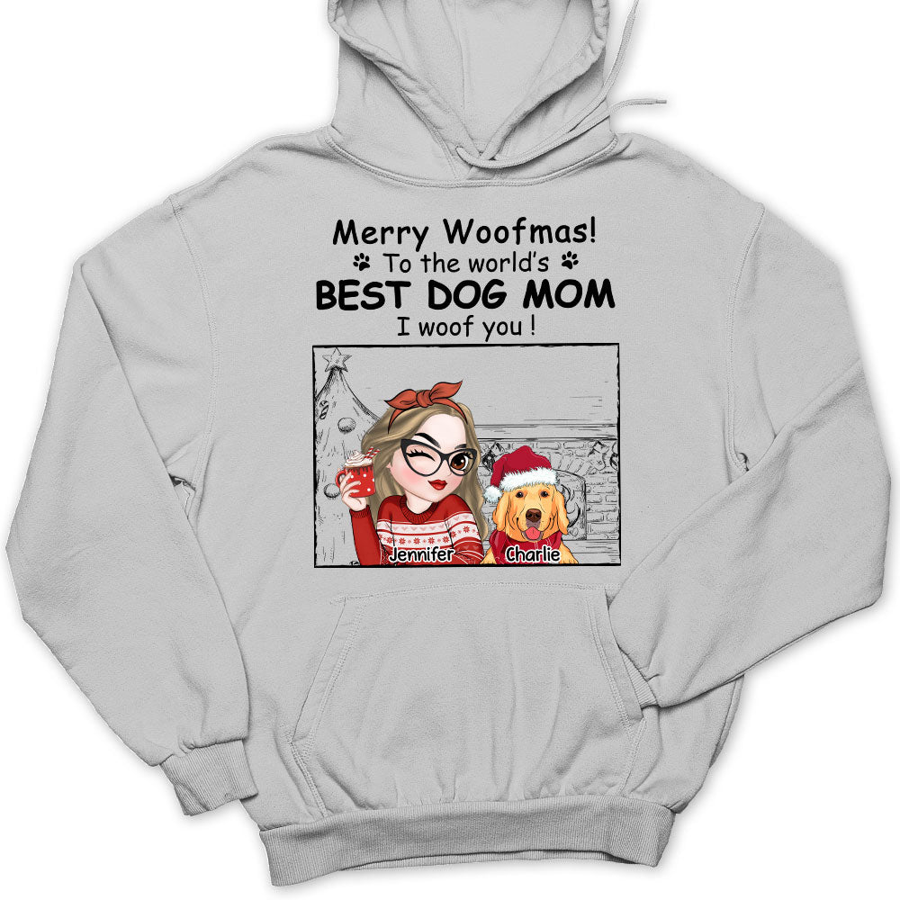 Best Dog Mom Christmas - Customizable Personalized Unisex 8.0 oz Christmas Hoodie for Pet Lovers
